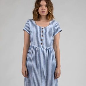 XS Pyne and Smith Blue White Stripe Linen Dress